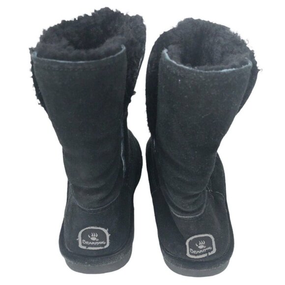 Bearpaw Black Ankle Boots Women 9 Suede Wool Blend 682W Abigail Pull On Winter - Picture 3 of 11